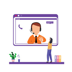 Customer Service, Call Center for online Shopping and Business Concept Vector Template Design Illustration