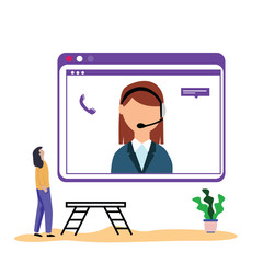 Customer Service Interactive , Call Center for online Shopping and Business Concept Vector Template Design Illustration