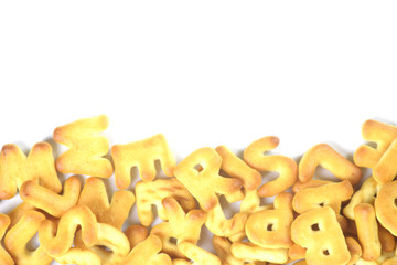 cookies alphabet with copy space for text