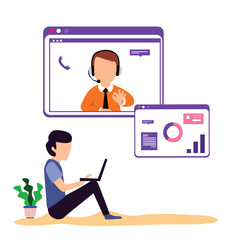 Customer Service Interactive , Call Center for online Shopping and Business Concept Vector Template Design Illustration