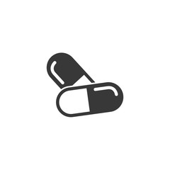 Pill capsule icon template black color editable. Pill capsule symbol vector sign isolated on white background. Simple logo vector illustration for graphic and web design.
