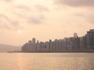 Obraz na płótnie Canvas People's Republic of China Hong Kong Special Administrative Region victoria harbor morning