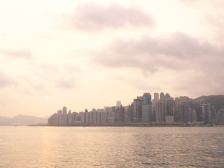 Fototapeta na wymiar People's Republic of China Hong Kong Special Administrative Region victoria harbor morning