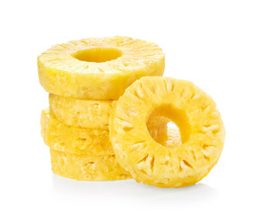 Sliced pineapple over white background. full depth of field