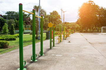 Fototapeta premium Fitness equipment installed outdoors