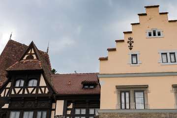 Fototapeta na wymiar Beautiful facade of Peles Castle in Sinaia Romania