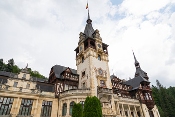 Scenic picture of the Peles Castle in Sinaia, Romania