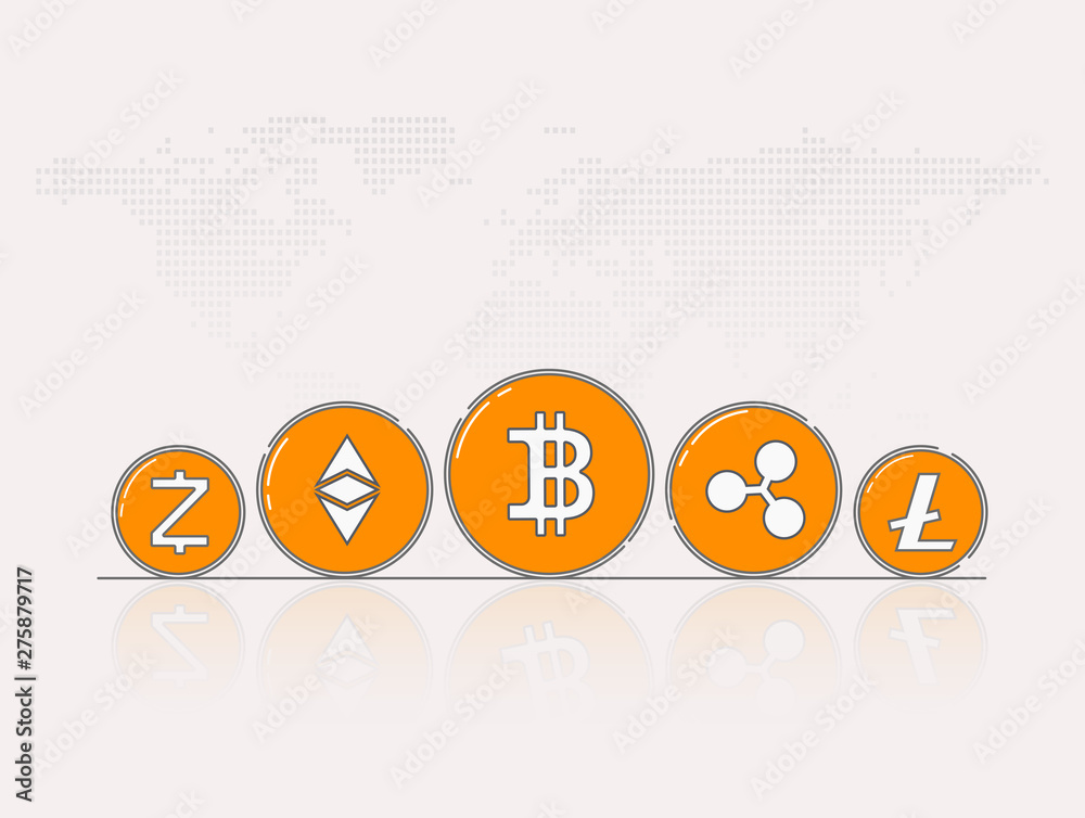 Aufkleber technology business finance concept. digital money banner concept. blockchain cryptocurrency global 