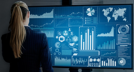 Data Analysis for Business and Finance Concept. Graphic interface showing future computer...