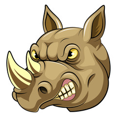 Head of an angry rhino cartoon