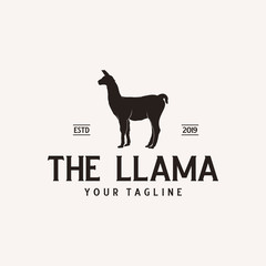 Llama animal simple retro logo design © Nandito