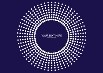 Abstract background circle frame halftone dots isolated on color background. Creative cover design template.