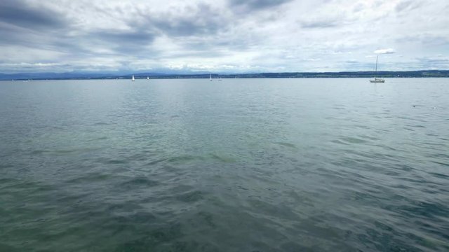 MEERSBURG, GERMANY - JUNE 15, 2019: View of Lake Constance from the city