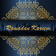 Creative illustration . for Islamic Holy Month of Prayers, Ramadan Kareem celebration. Decorated with a complex pattern 