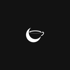 moon and coffee logo design