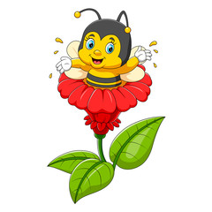 Bee character on the flower