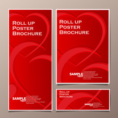 roll up and poster business brochure flyer banner design vertical template vector, cover presentation abstract geometric background, modern publication x-banner and flag-banner.