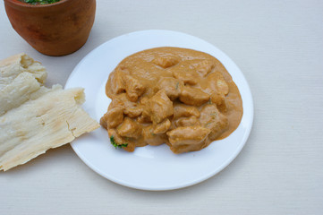 Chicken fillet in walnut sauce with spices (kharcho). Kharcho is a popular dish in Georgian cuisine