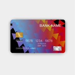 Colorful debit card. With inspiration from the abstract. Glossy plastic style. Vector illustration design EPS 10