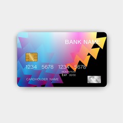 Colorful debit card. With inspiration from the abstract. Glossy plastic style. Vector illustration design EPS 10