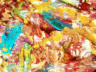  Gold colorful oil paint abstract background and textured.