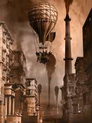 Balloon above polluted city