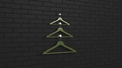 Christmas tree made of green hangers