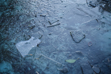 Ice on the water surface
