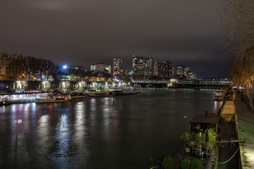 Fototapeta premium Beautiful view on Seine river in Paris at night. France.