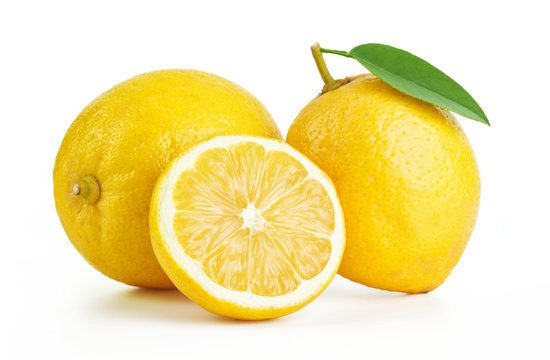 fresh lemons isolated on white background
