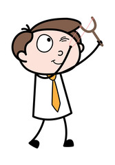 Fototapeta premium Targeting with Slingshot - Office Businessman Employee Cartoon Vector Illustration