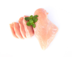 Raw chicken breast isolated on white background, ingredient for make cooking