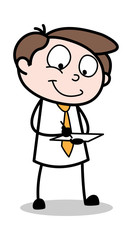 Noting Down the Queries - Office Businessman Employee Cartoon Vector Illustration