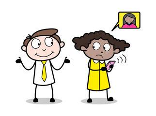 Talking with a Person While Calling - Office Businessman Employee Cartoon Vector Illustration