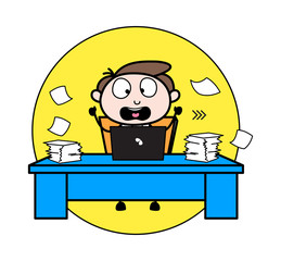 Shocked After Loss His Data - Office Businessman Employee Cartoon Vector Illustration