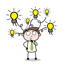 Difficult to Choose the Option - Office Businessman Employee Cartoon Vector Illustration