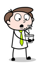 Worried about the Plant - Office Businessman Employee Cartoon Vector Illustration
