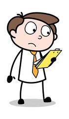 Reading Notes Before Speech - Office Businessman Employee Cartoon Vector Illustration