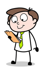 Announcing Instructions - Office Businessman Employee Cartoon Vector Illustration