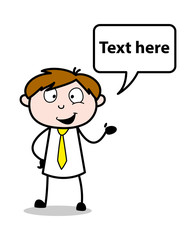 Presenting with Speech Bubble - Office Salesman Employee Cartoon Vector Illustration