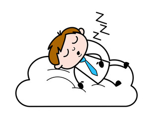 Sleeping - Office Salesman Employee Cartoon Vector Illustration