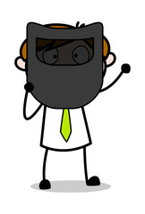 Holding a Welding Shield Mask - Office Salesman Employee Cartoon Vector Illustration