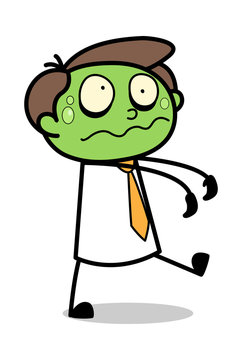 Zombie - Office Salesman Employee Cartoon Vector Illustration