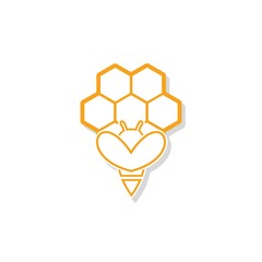 Honey bee icon, Bee logo on white