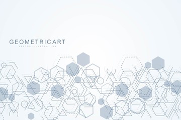 Modern futuristic background of the scientific hexagonal pattern. Virtual abstract background with particle, molecule structure for medical, technology, chemistry, science. Social network vector