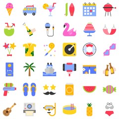 Summer party related vector icon set, flat design
