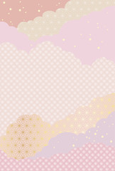 和柄背景の年賀状テンプレート