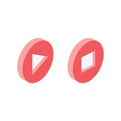 Play & stop buttons. Premium quality. Vector 3d isometric color icon new flat style. Creative illustration, idea for infographics.