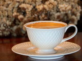 A cup of hot coffee
