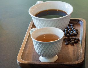 Cup of hot coffee and tea